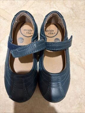 School shoes Stride Rite Girls Navy Blue Hook-and-Loop Mary Jane Shoes